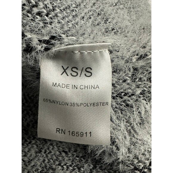 Grace + Karma Cardigan Women XS/S Long Sleeve White Black Fuzzy Midi Sweater EUC - Picture 5 of 6